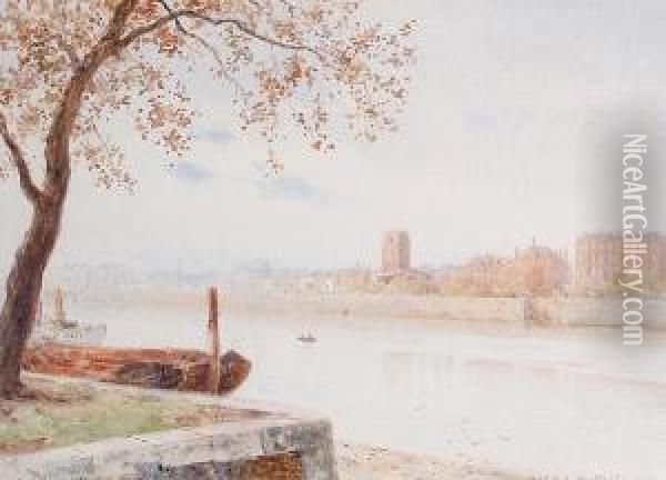 Chelsea View From Battersea Oil Painting - Horace Van Ruith