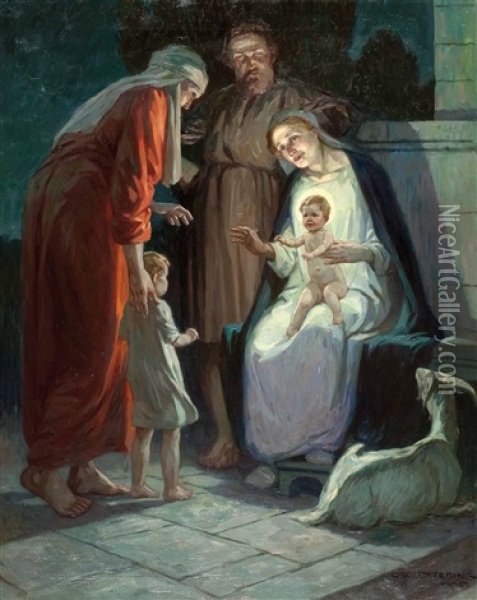 Die Heilige Familie Oil Painting - Oscar Detering