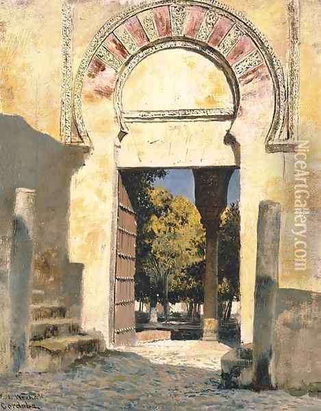 An Old Moorish Gateway - Cordova, Spain Oil Painting - Edwin Lord Weeks