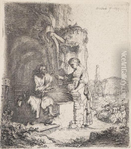 Christus Und Die Samariterin Oil Painting - Rembrandt Van Rijn