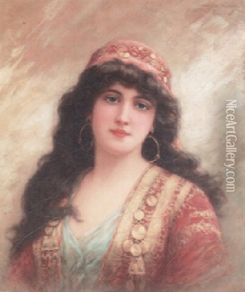 A Turkish Beauty Oil Painting - Emile Eisman-Semenowsky