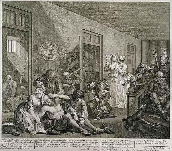 Plate VIII from A Rakes Progress Oil Painting - William Hogarth