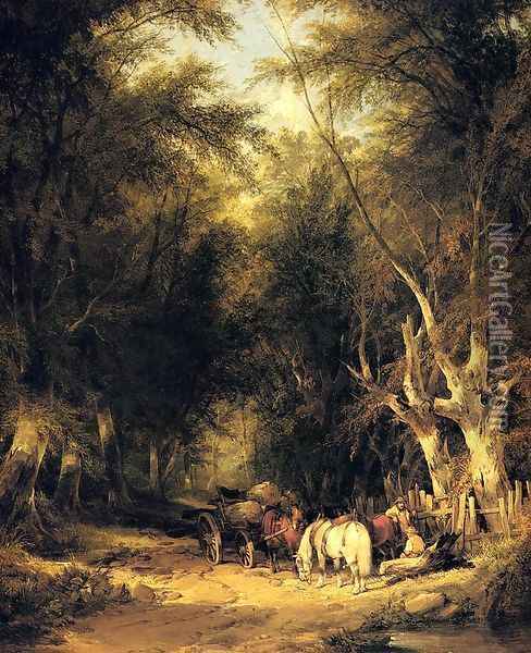 In The New Forest Oil Painting - Snr William Shayer