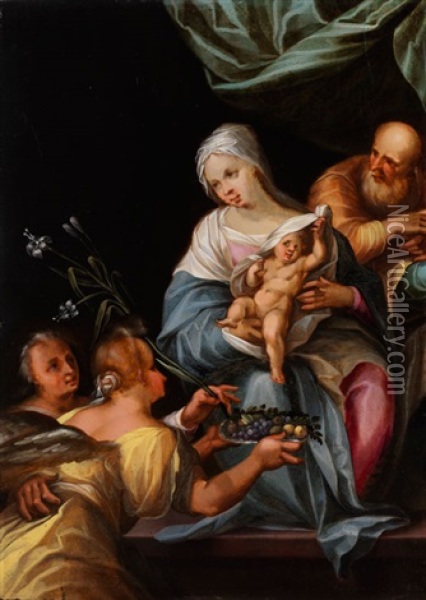 Madonna Mit Kind Und Engel Oil Painting - Hans Von Aachen