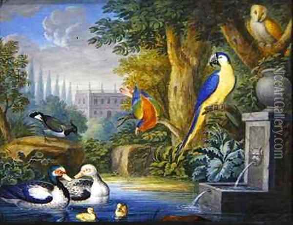 Exotic birds in an ornamental garden Oil Painting - Jan Gerritsz. van Bronckhorst