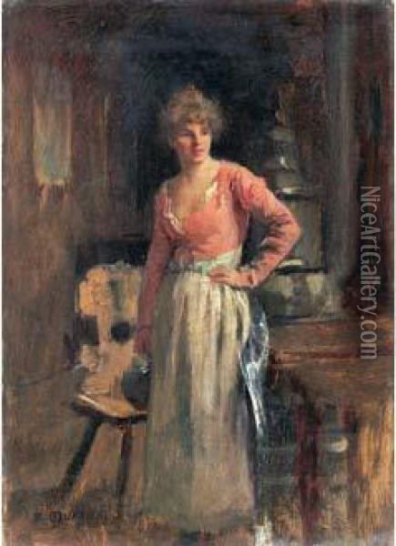 Jeune Femme Dans Un Interieur Oil Painting - Frederic Dufaux