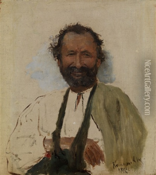 Portrait Of A Man With His Arm In A Sling Oil Painting - Ilya Repin