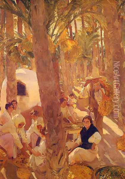 El palmeral - Elche (Palm Grove) Oil Painting - Joaquin Sorolla Y Bastida