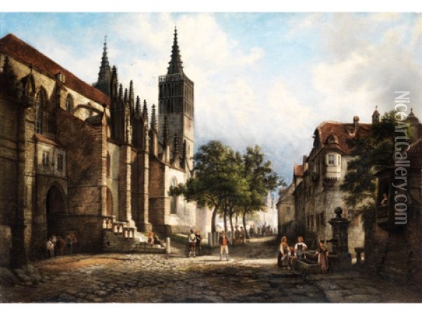 Ansicht Von Rothenburg Oil Painting - Henry Jackel