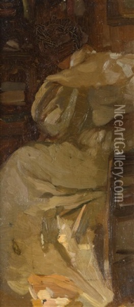 Sitzende Frau Oil Painting - Alphonse Mucha