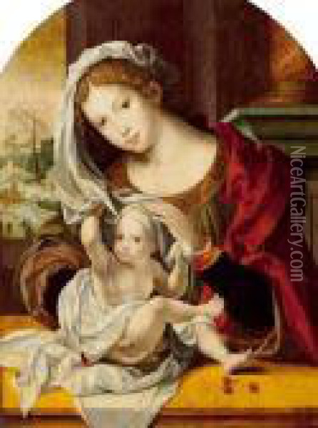 Madonna And Child. Oil Painting - Pieter Coecke Van Aelst