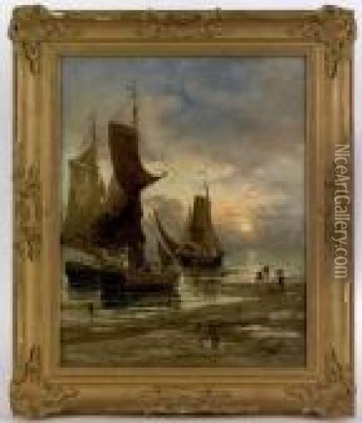 Coastal Scene With Ships Oil Painting - John Hamilton Glass