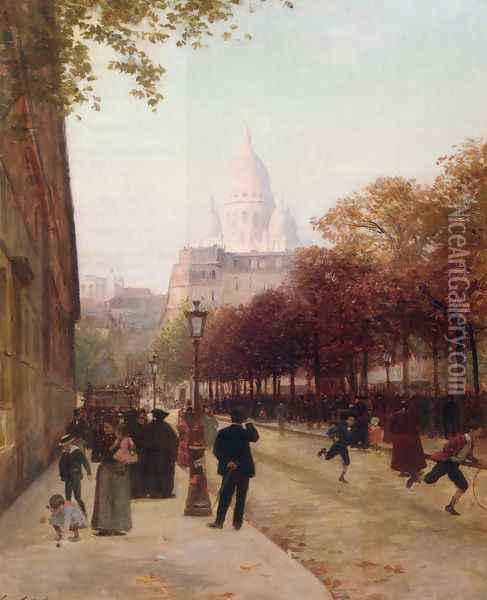 Place D'Anvers Et Le Sacre Coeur, Paris Oil Painting - Victor-Gabriel Gilbert