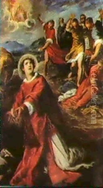 La Lapidazione Di S. Stefano Oil Painting - Jacopo Palma il Giovane