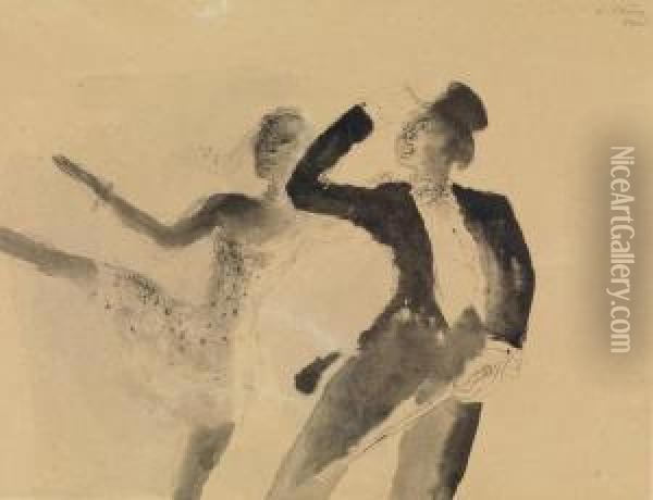 Dancing Couple In Amusic Hall Oil Painting - Wilhelm Thony