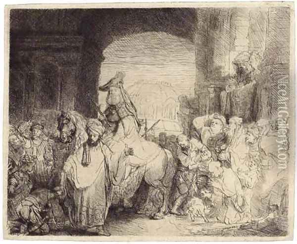 The Triumph of Mordecai Oil Painting - Rembrandt Van Rijn