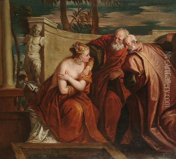 Susannah And The Elders Oil Painting - Paolo Veronese (Caliari)