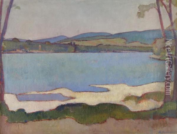 Flusslandschaft Oil Painting - Arnold Fiechter