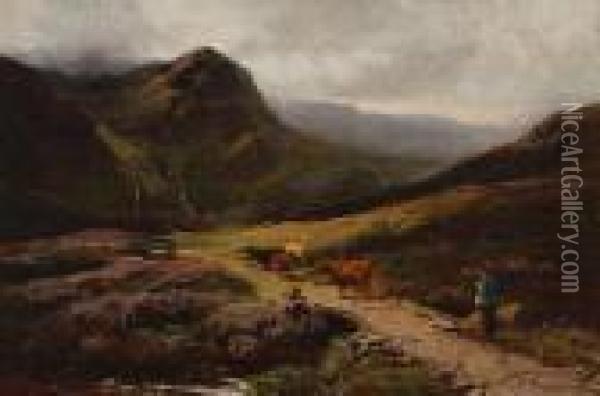 Herd In A Glen Oil Painting - Sidney Richard Percy