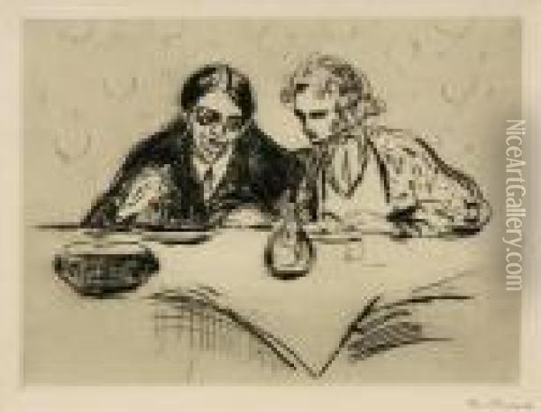 Evening Meal Oil Painting - Edvard Munch
