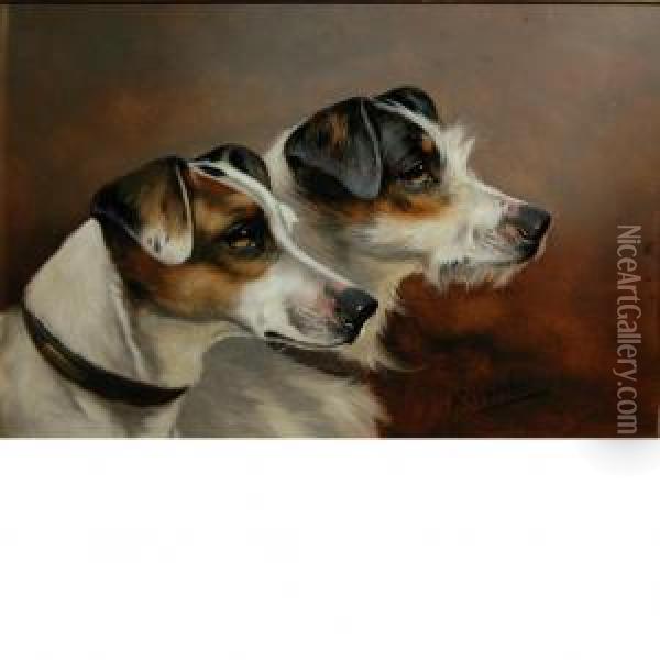 Terriers In Profile Oil Painting - John Arnold Wheeler