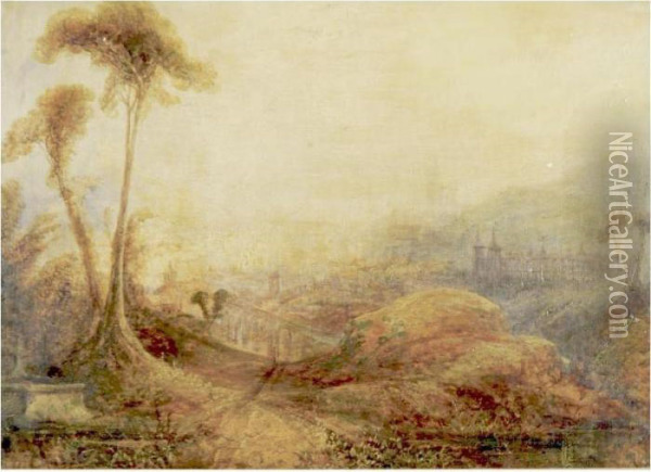 Landscape With Castles And Aquaeducts Oil Painting - Joseph Mallord William Turner
