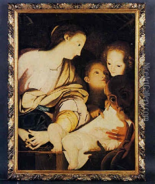 La Nativita Con La Sacra Famiglia E San Giovannino Oil Painting - Paolo Pagani