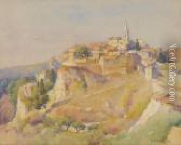 Cathedral On A Hill. Oil Painting - Mabel May Woodward