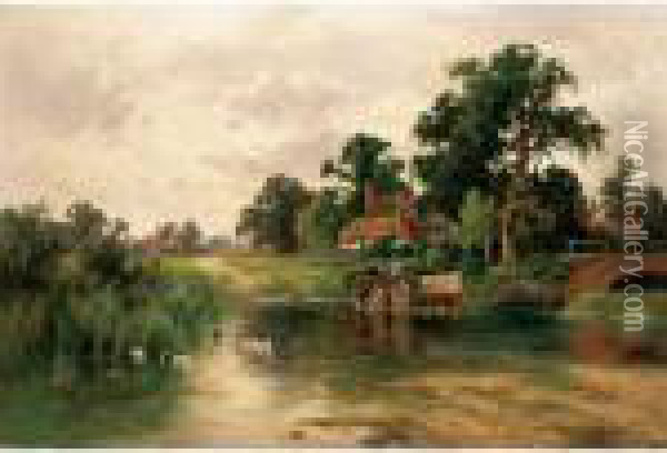Across The Ford Oil Painting - Henry Hillier Parker