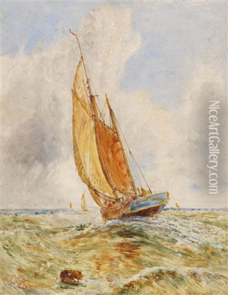 Segelboot In Starker Brise Oil Painting - William Joseph J. C. Bond