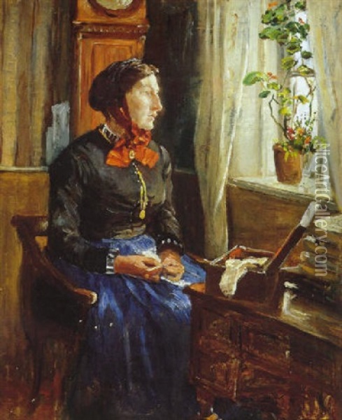 Interior Fra Ferd. Jensens Gard Pa Salthom 1884 Oil Painting - Theodor Philipsen