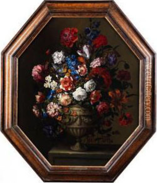 Blumenstilleben In Vase Oil Painting - Jean-Baptiste Monnoyer