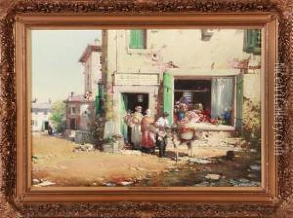 Italian Fruit Shop Oil Painting - Noel Harry Leaver
