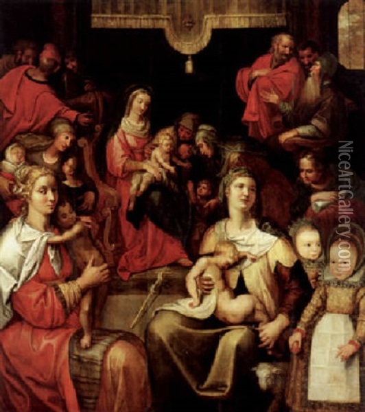 The Holy Kinship Oil Painting - Ambrosius Francken the Elder