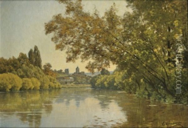 La Seine A Vetheuil Oil Painting - Leon Joubert