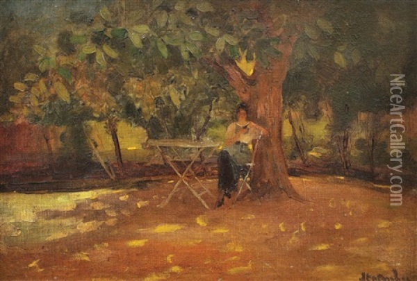 In Gradina Oil Painting - Ipolit Strambulescu (Strambu)