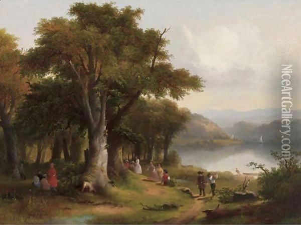 Picnic On The Hudson Oil Painting - James McDougal Hart