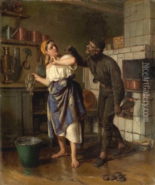 Chimney Sweep Oil Painting - Firs Sergeyevich Zhuravlev