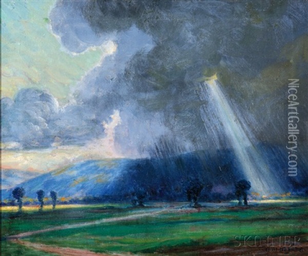 Coming Shower Oil Painting - Arthur Merton Hazard