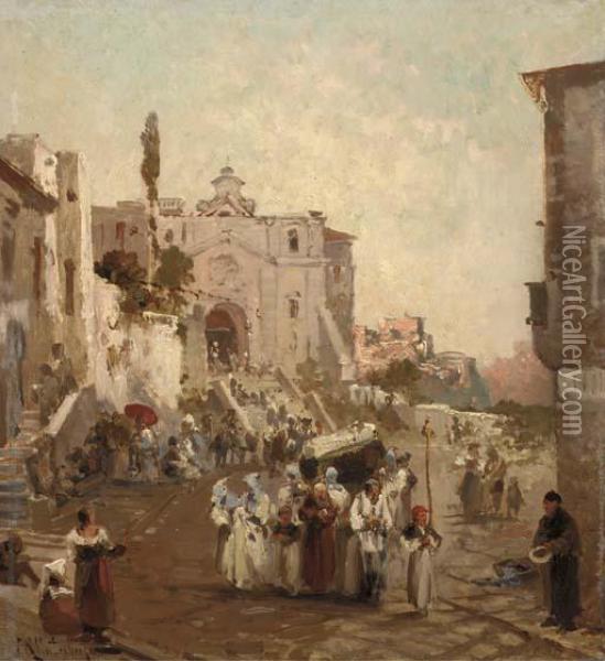 A Procession In Southern Italy Oil Painting - Franz Richard Unterberger