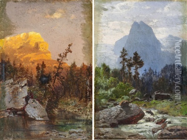 Zwei Gemalde: Im Hochgebirge Oil Painting - Louis Douzette