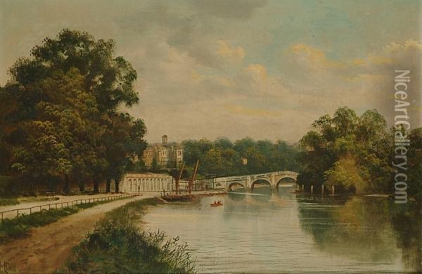 On The Thames Oil Painting - J. Lewis