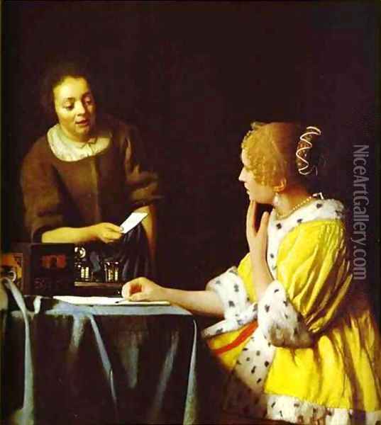 Lady Standing At A Virginal 1673-1675 Oil Painting - Jan Vermeer Van Delft