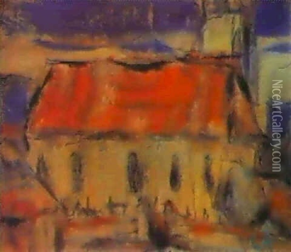 Kirche In Soest Oil Painting - Christian Rohlfs