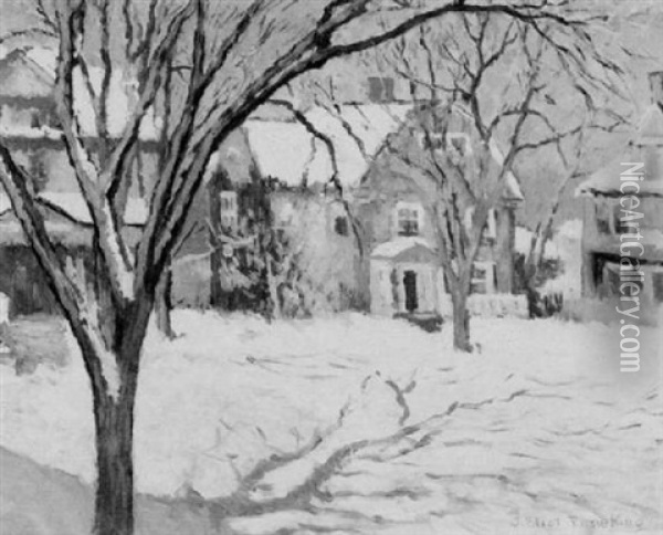 From My Window - A Winter Landscape Oil Painting - Joseph Eliot Enneking