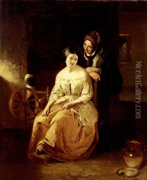 Cathering Seyton, The Proposal,  Sir Walter Scott's The Abbott Oil Painting - Thomas Faed