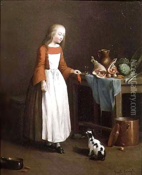 The Kitchen Maid Oil Painting - Joseph Bail