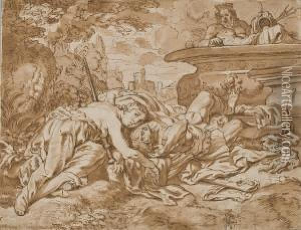 Thisbe Retrouve Le Corps Mort De Pyrame Oil Painting - Cornelis I Schut