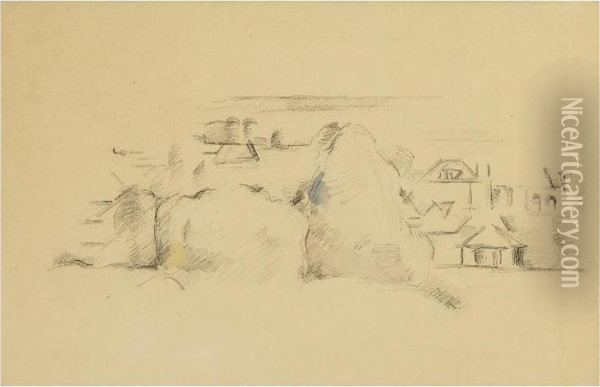Paysage Avec Meules Oil Painting - Paul Cezanne