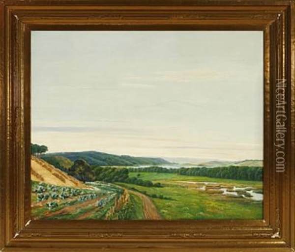 Danish Summer Landscape From The Silkeborg Lake Distritc Oil Painting - Johan Rohde